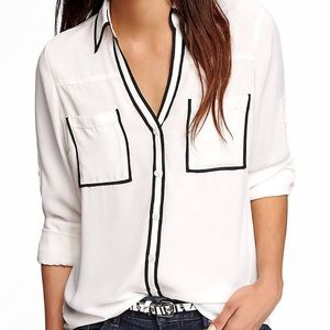 Express white and black long sleeve top